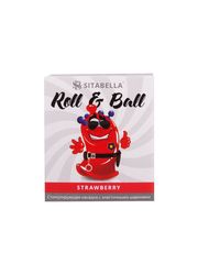 Стимулирующий презерватив-насадка Roll & Ball Strawberry - 