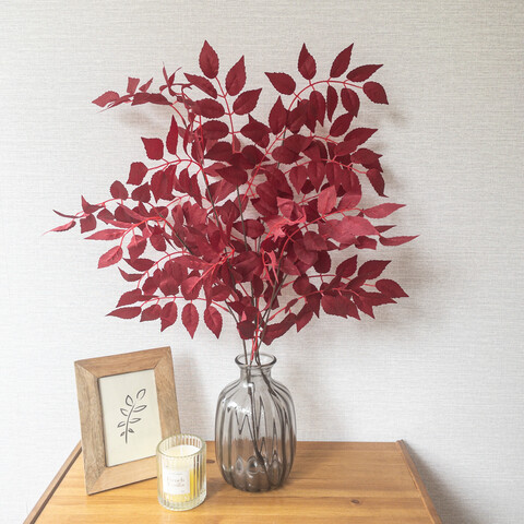 Ветка с листьями, осенний декор, цвет Бордовый, 98 см, набор 2 шт.