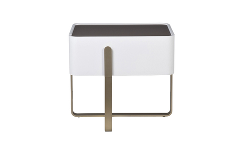 Тумбочка Garda Decor белая с металлическим каркасом и стеклянной столешницей