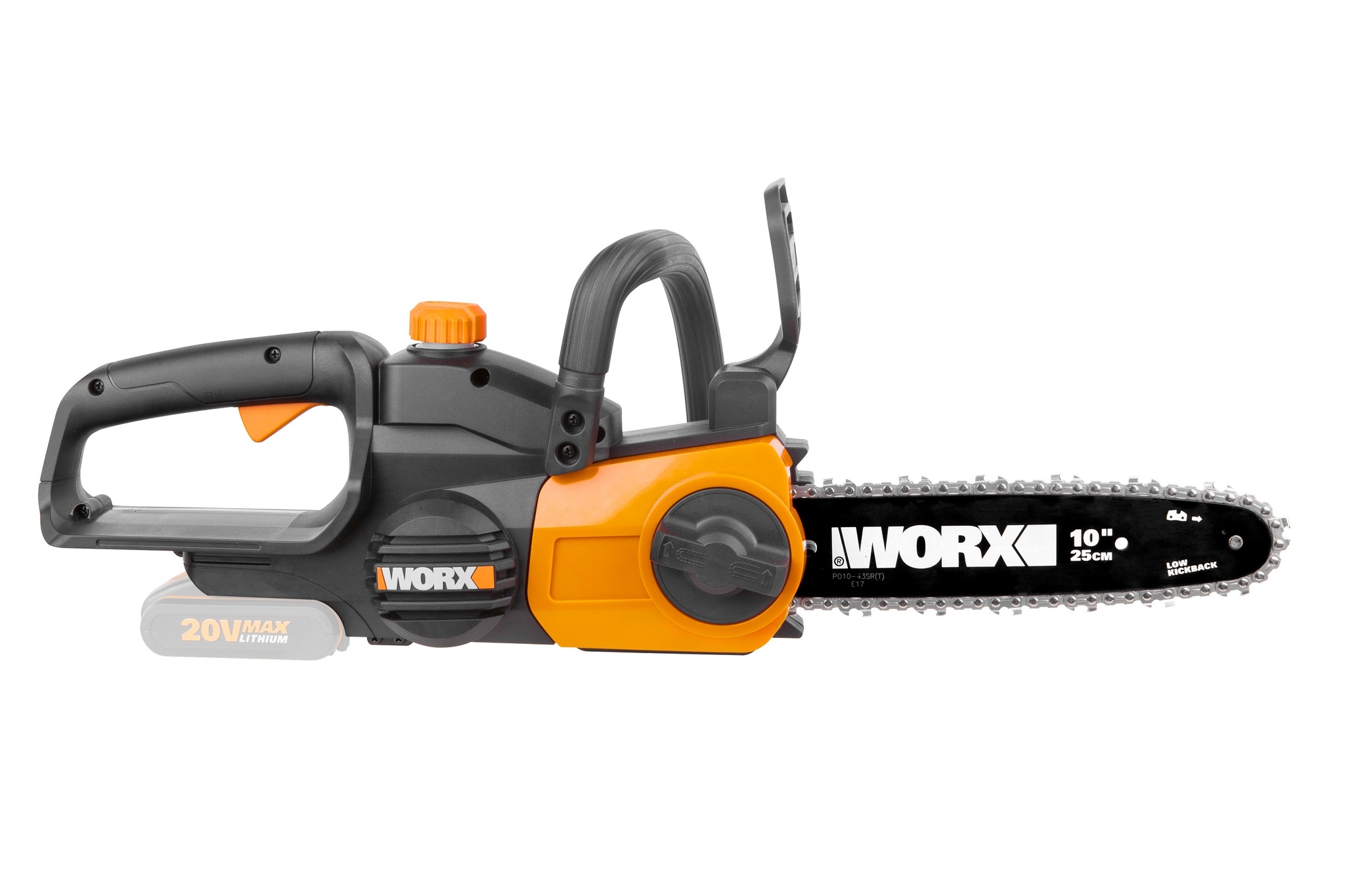 Пила цепная аккумуляторная WORX WP340E, 20В, 25 см, 2Ач х1 и ЗУ