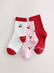 Носки хлопковые для девочки Next E88-927, 3 шт., Белый, Красный, Розовый