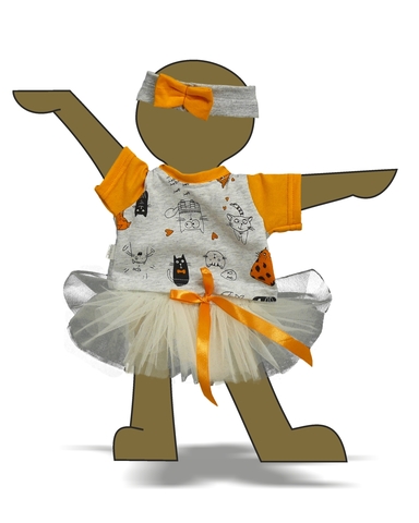 Трикотажный костюм с юбкой - Демонстрационный образец. Одежда для кукол, пупсов и мягких игрушек.