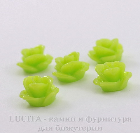 Кабошон акриловый "Розочка", цвет - салатовый, 10 мм, 5 штук