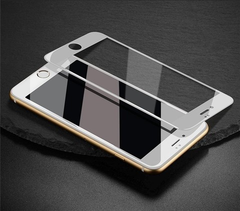 Защитное стекло 9D на весь экран 9H Full Cover + пленка задняя ANMAC для iPhone 7 / 8 / SE 2020 / SE 2022 (Белая рамка)