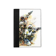 Ежедневник комбинированный с обработанными краями "Два солдата", черный белая вставка