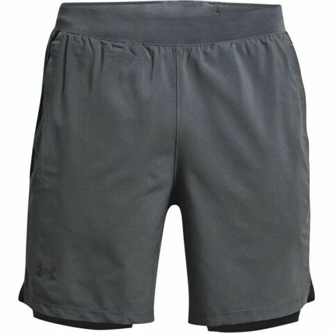 Теннисные шорты Under Armour Men's UA Launch Run 2N1 Shorts - pitch gray/black
