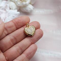 Подвеска Сердце с фианитами, 17*17 мм, позолота. П043