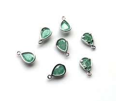 Подвеска капля 6*10 мм, зеленый полу-прозрачный, покрытие родий