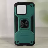 Противоударный чехол Strong Armour Case с кольцом для Poco C40 (Зеленый)