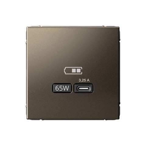 Розетка зарядное устройство USB разъём тип - C 65 Вт c протоколом QC, PD. Цвет Мокко. Systeme electric серия ArtGallery. GAL000627