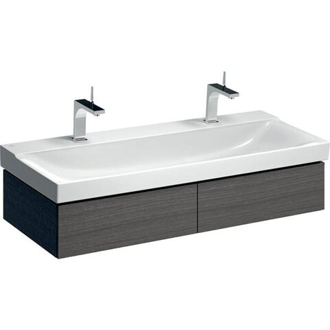 Шкафчик для раковины Geberit Xeno² шириной от 120 см, с двумя выдвижными ящиками: B=117.4см, H=22см, T=46.2см, Серый / Меламин, древесная структура