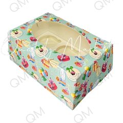 Коробка для 6 капкейков с окошком 235*160*100 мм (мятная "Сладких удовольствий"), 50шт