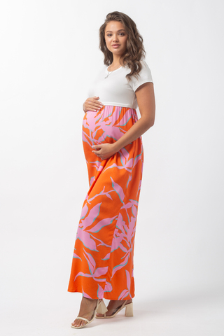 Платье для беременных и кормящих 15868 оранжевый-тофу