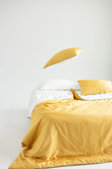MOON Комплект постельного белья, сатин желтый/белый