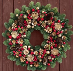 Ягоды красные искусственные, на ветке 9 ягод 13 мм., набор 10 шт.