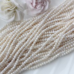 Жемчуг натуральный речной, круглый, 3-4 мм, 1 нить, Ж003