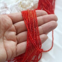 Бусины стеклянные красно-оранжевые круглые 2 мм, К124-1 (24см)