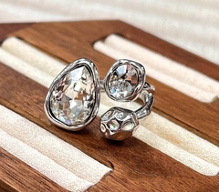 Кольцо разъемное с тремя цветными вставками в стилистике POISON DROP