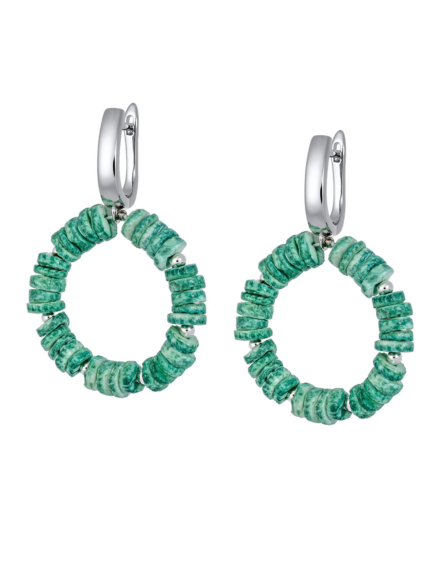 Серьги кольца с кораллом