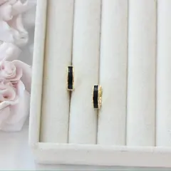 Швензы Конго с черной эмалью 14*4 мм, позолота, Ш032