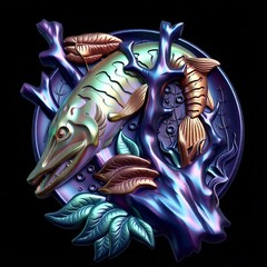 Силиконовый молд Щука (медальон) № 0481