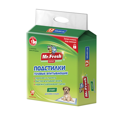 Мистер Фреш Подстилка гелевые впитывающие 60*60 12 шт (уп)