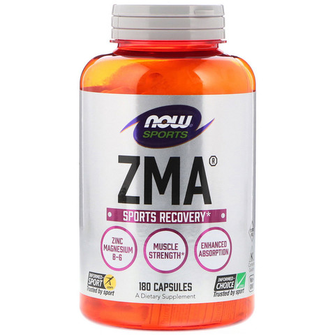 Now Foods, Спортивная серия, ZMA, восстановление после занятий спортом, 180 капсул
