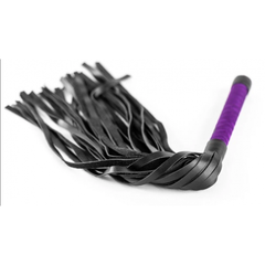 Плеть из натуральной кожи с атласной ручкой фиолетовая Romantic Arsenal