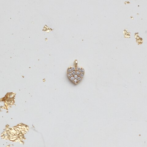 Подвеска Сердце с фианитами, 7*5 мм, позолота. П144