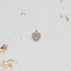 Подвеска Сердце с фианитами, 7*5 мм, позолота. П144