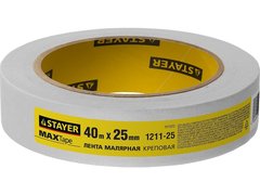STAYER MAXTape 25 мм х 40 м, креповый, малярный скотч, MASTER (1211-25) (9 штук)