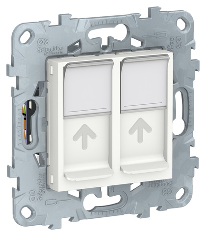 Роетка компьютерная, RJ45, двойная, кат. 5е UTP. Цвет Белый. Schneider Electric Unica New. NU542018