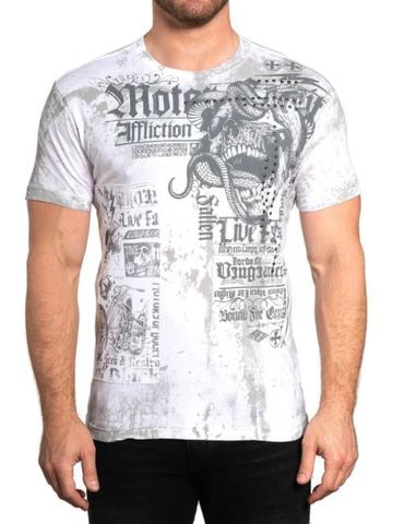 Affliction | Футболка мужская Iron Rebel White A23543 перед на модели