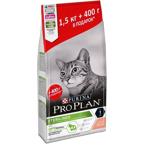 ПРОМО! Pro Plan сухой корм для стерилизованных кошек (лосось) 1,5кг+400г
