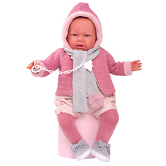 Munecas Antonio Juan Кукла реборн Лидия в розовом пальто, 52 см, мягконабивная (81170)