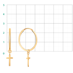22036-25 - Серьги-конго из золота диаметр  Ø25мм с подвесками крестиками