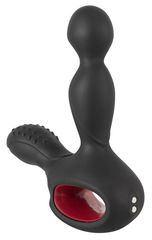 Черный вибромассажер простаты с нагревом и ротацией Prostate Plug - 14,5 см. - 