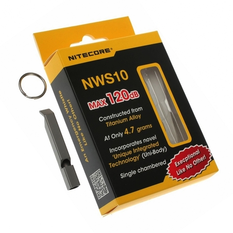 Брелок Nitecore NWS10 (11060) серебристый титан д.52мм ш.7мм в.7мм (доп.ф.:свисток)