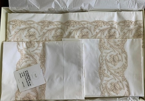 Постельное белье 1.5 спальное Palombella Percalle Pizzo бежевое