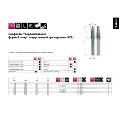 Бор-фреза твердосплавная L(KEL) 8,0x20x60x6мм HM Ruko 116234