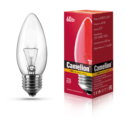 Лампа Накаливания CAMELION 60/B/CL/E27