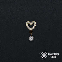 Pendant Heart Round Crystal PVD Yellow