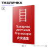 Табличка Пожарная лестница, на дверь и стену, информационная и мультиязычная (русский, английский, китайский), серия GLOBAL, 25х15 см, Айдентика Технолоджи