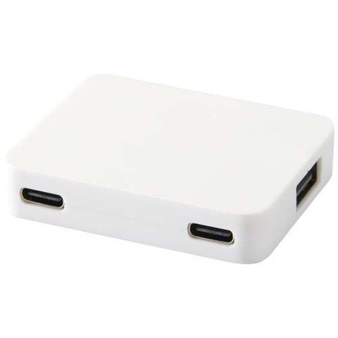 Gaia 4-портовый USB-концентратор с выходом USB-A и Type-C и двойным входом — изготовлен из переработанного пластика