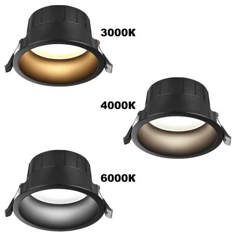 359552 WIR NT25 000 черный Светильник встраиваемый с переключателем цв. температуры IP44 LED 10W 220-240V 3000К\4000К\6000К CLARA