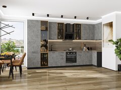 Угловая модульная кухня Флэт-05 Temple Stone 2S - Graphite 2340*4000/1000*600