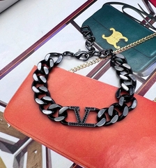 Браслет-цепь крупная VALENTINO в черном родаже