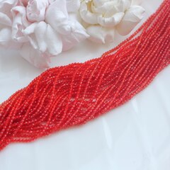 Бусины стеклянные красно-оранжевые круглые 2 мм, К124-1 (24см)