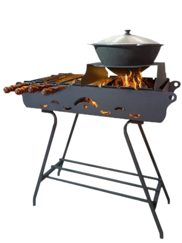 Мангал с подказанником 10-12 л. и дровницей, металл 2мм, (разборный)