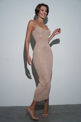 Платье макси с люрексом в золотом цвете